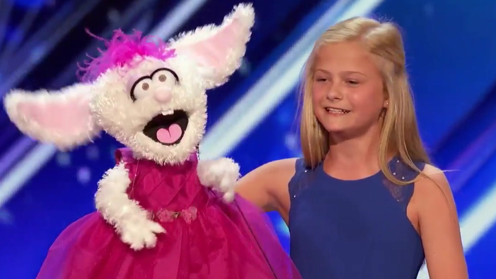 Darci Lynne Farmer and her bunny puppet Petunia on America's Got Talent
