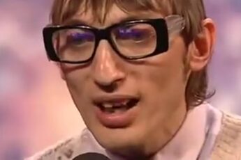 Eugene the librarian reading his poem on Britain's Got Talent