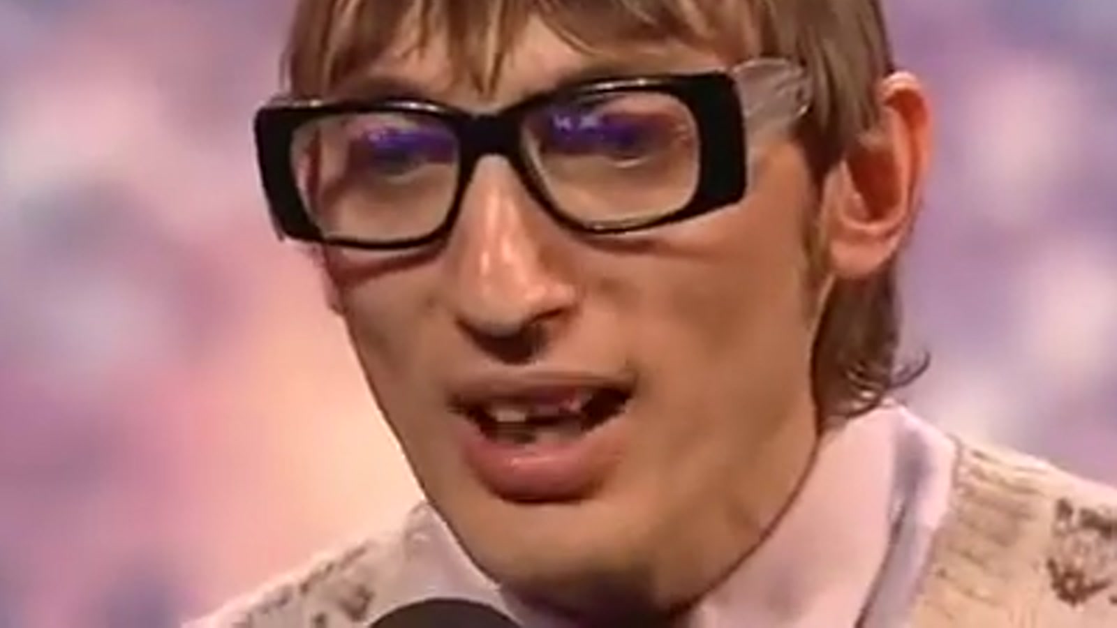 Eugene the librarian reading his poem on Britain's Got Talent